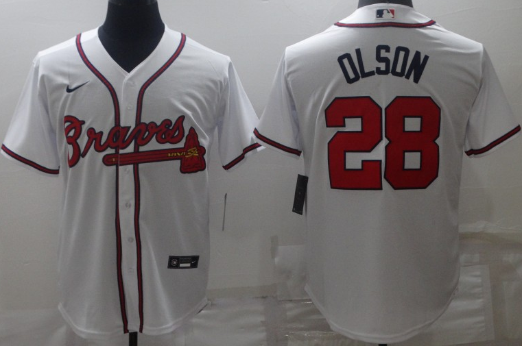 Men's Atlanta Braves Matt Olson #28 White Replica Jersey1 baseball jersey product view 1