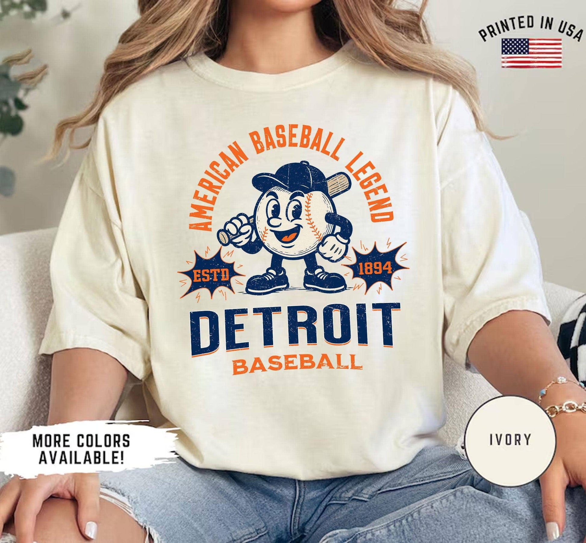 Retro Detroit Baseball Game Day Sports Fan T-Shirt Unisex T-shirt, Sweatshirt, Hoodie, Long Sleeve Tee - T-Shirt, Sweatshirt, Hoodie