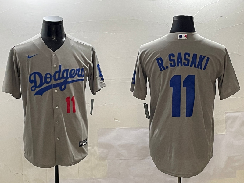 Men's Los Angeles Dodgers Roki Sasaki Gray Replica Player Jersey baseball jersey product view 1
