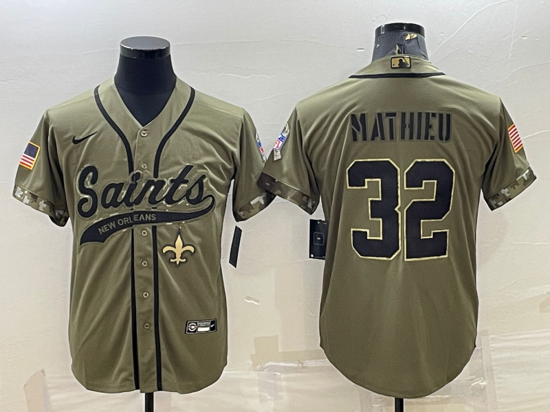 Men's New Orleans Saints Tyrann Mathieu Olive 2022 Salute To Service Retired Player Limited Jersey Joint Edition football jersey product view 1