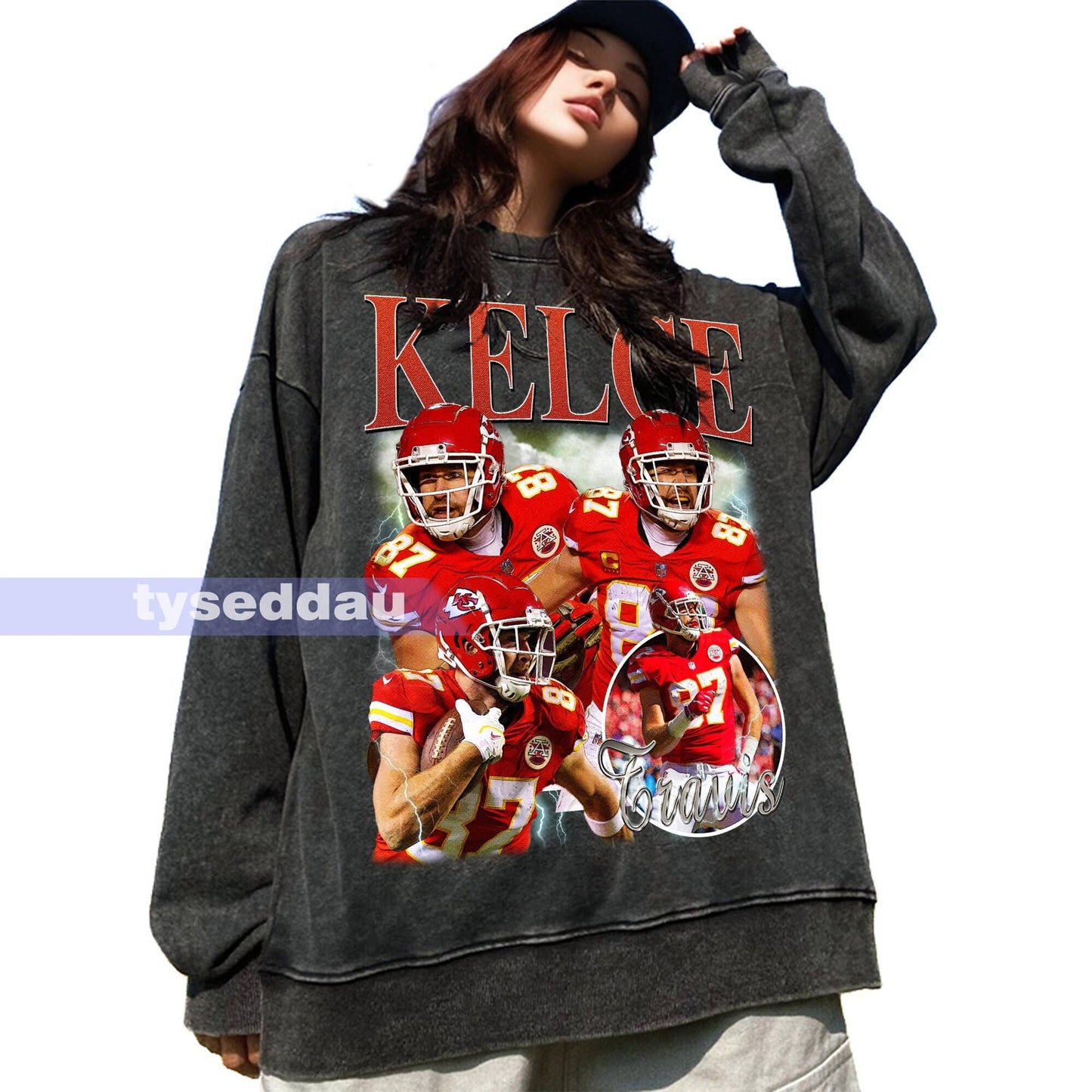 Travis Kelce Vintage Washed Tee - Tight End Graphic Unisex T-shirt, Sweatshirt, Hoodie, Long Sleeve Tee - T-Shirt, Sweatshirt, Hoodie