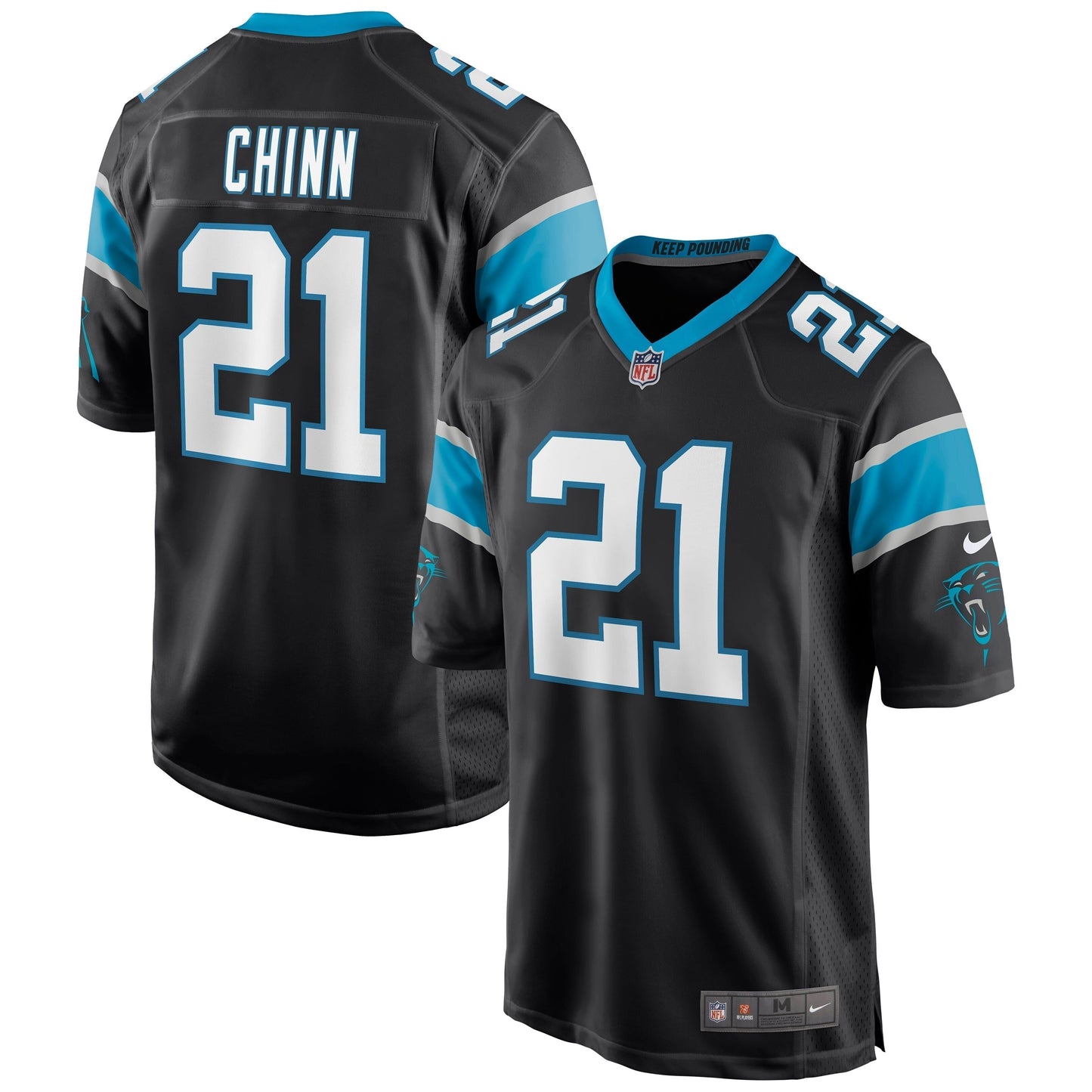 Jeremy Chinn Carolina Panthers Game Jersey - Black football jersey product view 1