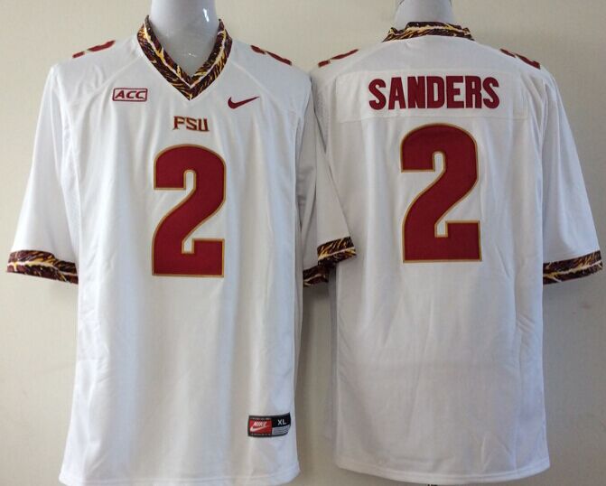 Men's Florida State Seminoles Deion Sanders White Player Game Jersey sports jersey product view 1