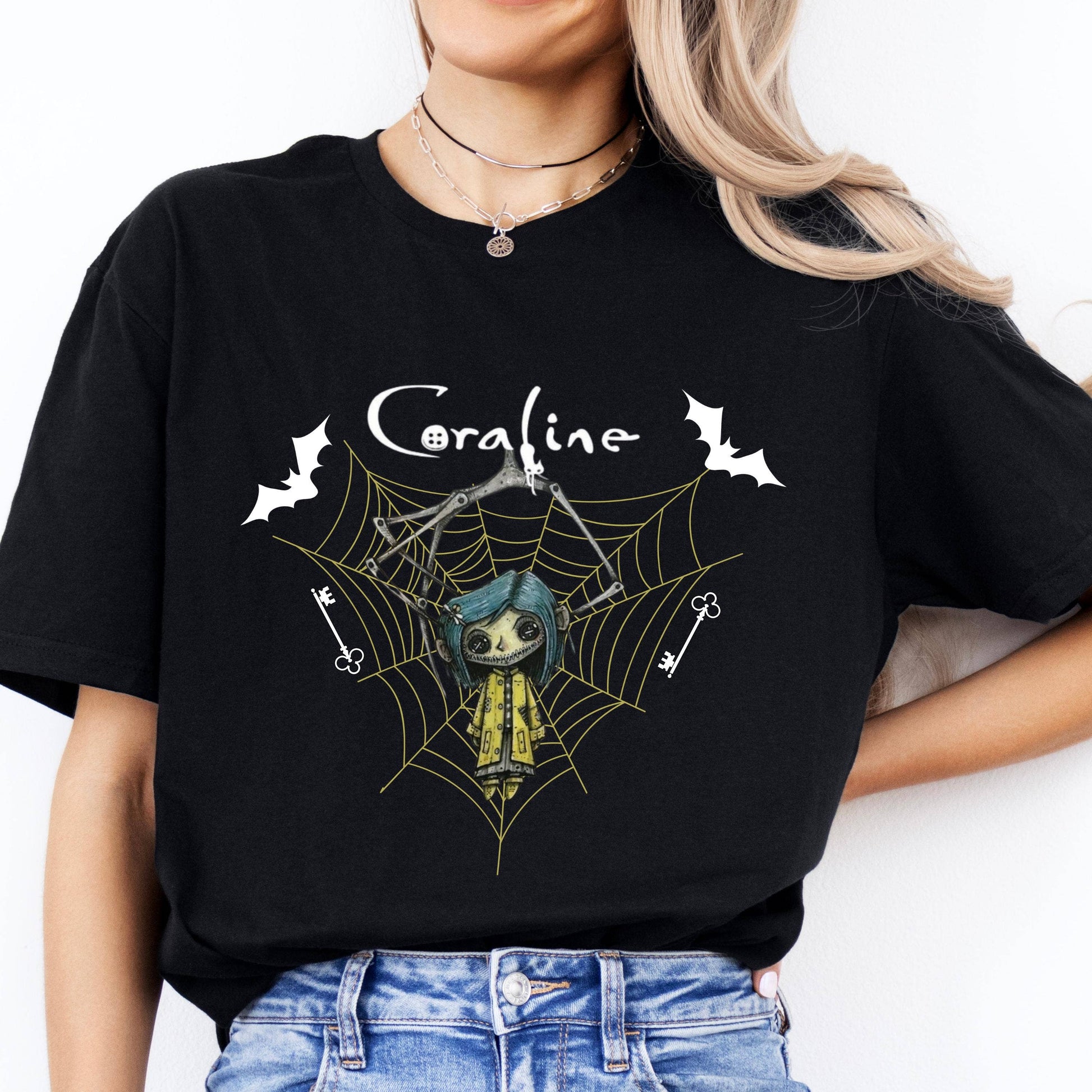 Horror Coraline Movie Shirt  Halloween Fantasy Film Tee Unisex T-shirt, Sweatshirt, Hoodie, Long Sleeve Tee - T-Shirt, Sweatshirt, Hoodie