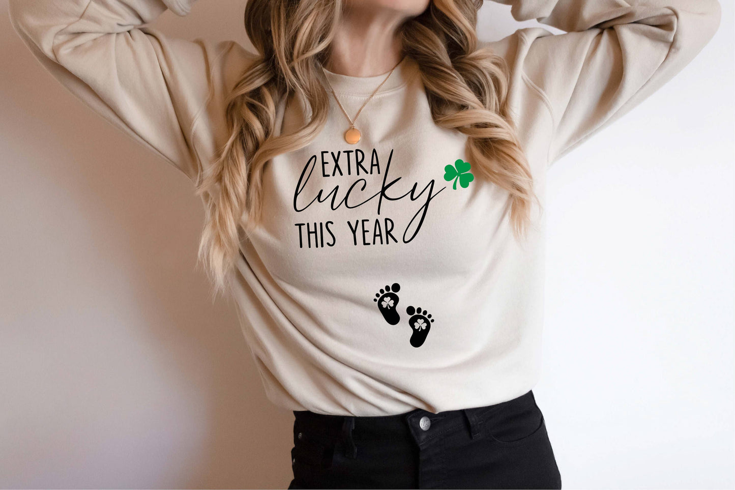 Extra Lucky This Year Sweatshirt, St Patrick's Day Pregnancy Unisex T-shirt, Sweatshirt, Hoodie, Long Sleeve Tee - T-Shirt, Sweatshirt, Hoodie
