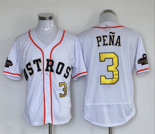 #3 Jeremy Pena Houston Astros 2023 White gold collection replica-player Jerseys Stitches Baseball Jerseys baseball jersey product view 1
