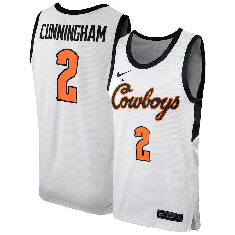 Men's Oklahoma State Cowboys Cade Cunningham White Player Jersey football jersey product view 1