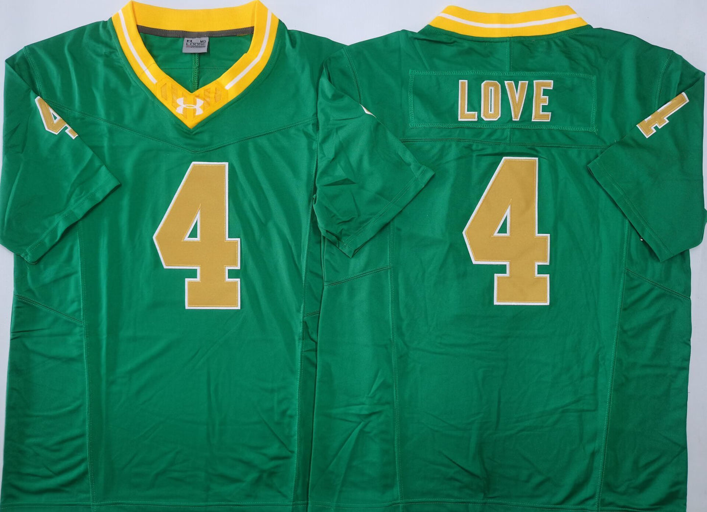 Men's Norte Dame Fighting Irish Jeremiyah Love #4 Green Player Game Jersey sports jersey product view 1