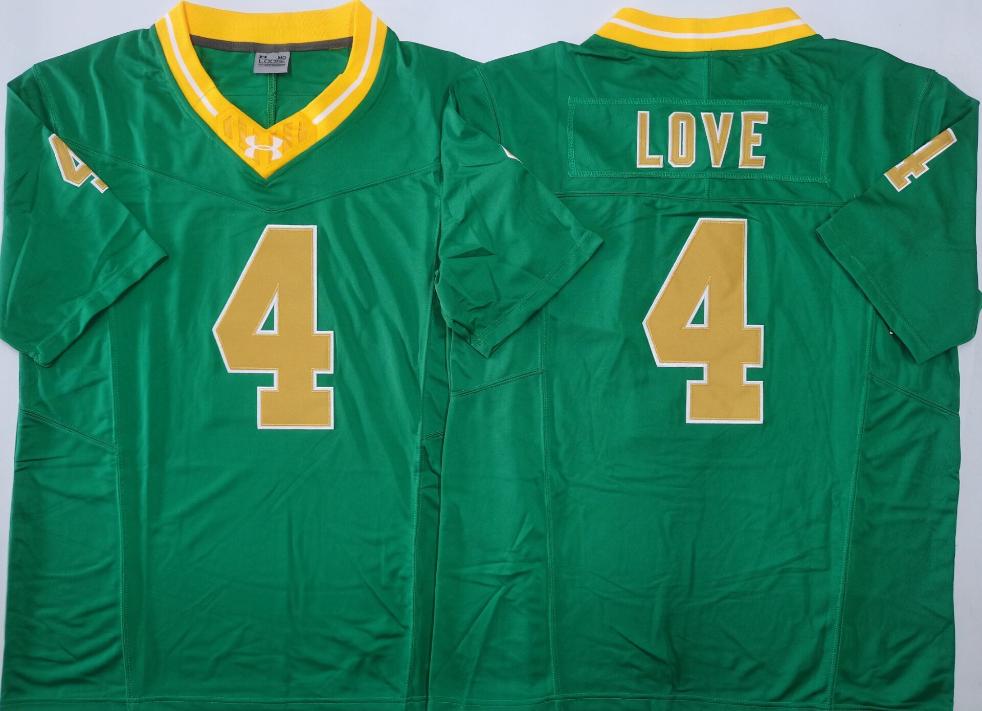 Men's Norte Dame Fighting Irish Jeremiyah Love #4 Green Player Game Jersey sports jersey product view 1