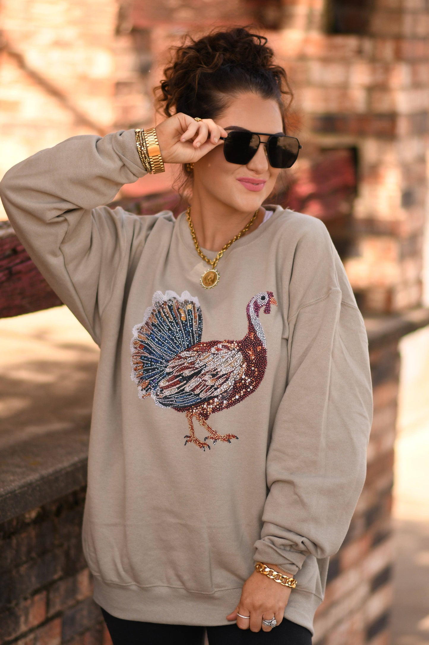 Faux Rhinestone Turkey Sweatshirt Unisex T-shirt, Sweatshirt, Hoodie, Long Sleeve Tee - T-Shirt, Sweatshirt, Hoodie