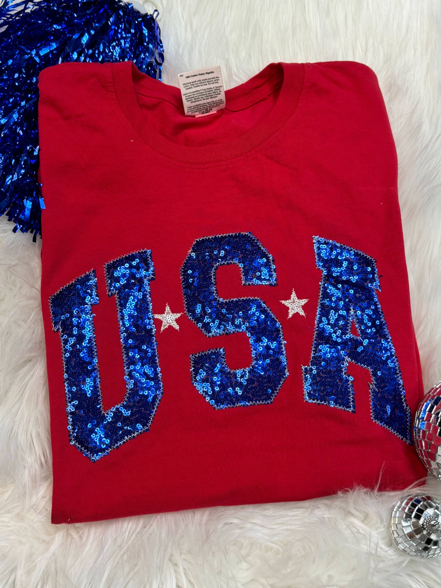 Red USA Patriotic 4th of July Short Sleeve Unisex T-shirt, Sweatshirt, Hoodie, Long Sleeve Tee - T-Shirt, Sweatshirt, Hoodie