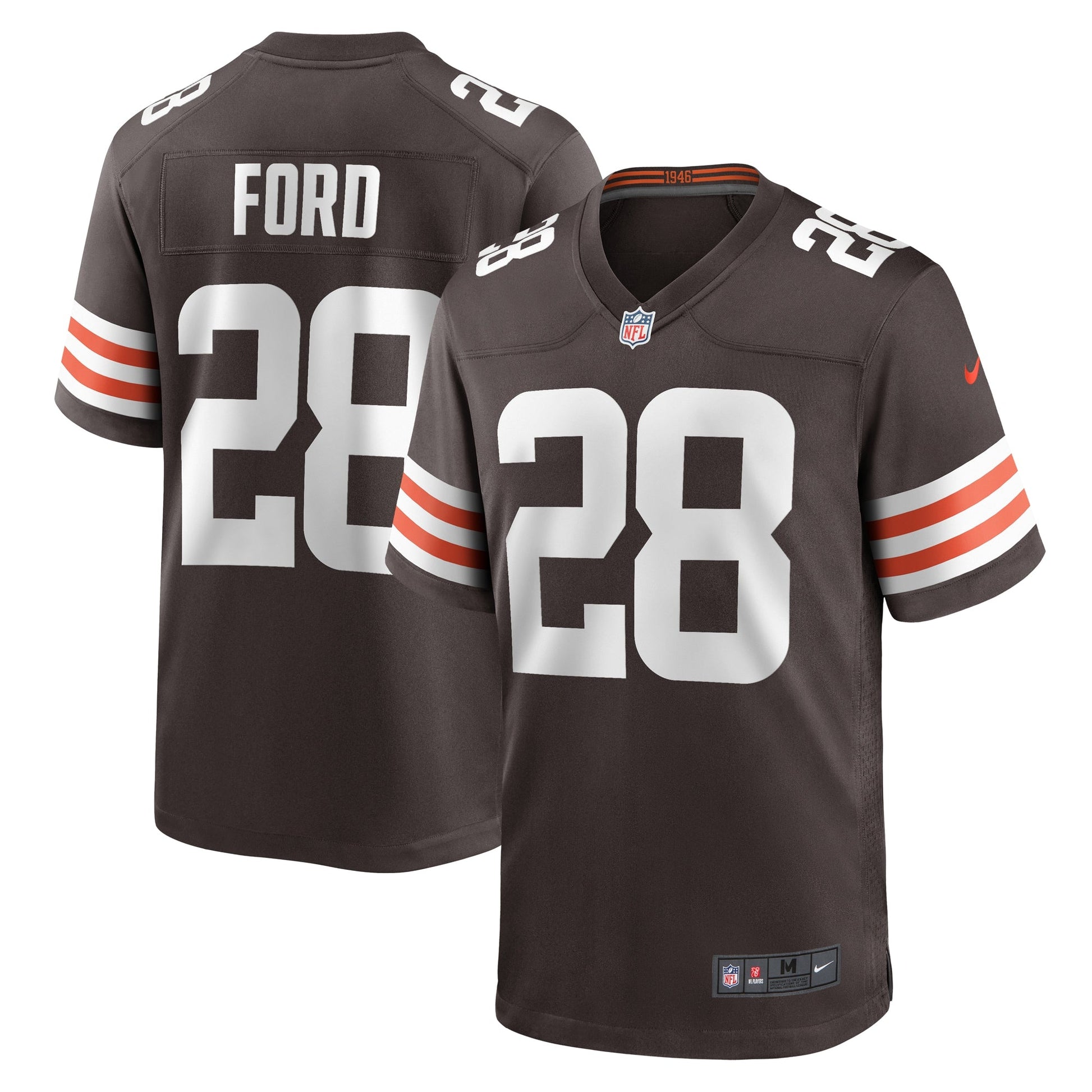 Mike Ford Cleveland Browns Team Game Jersey - Brown football jersey product view 1