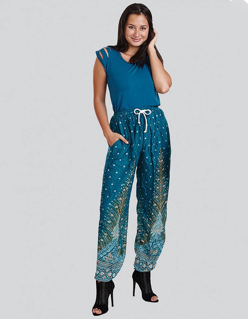 Peacock Print Harem Pant (TH-901) Unisex T-shirt, Sweatshirt, Hoodie, Long Sleeve Tee - T-Shirt, Sweatshirt, Hoodie