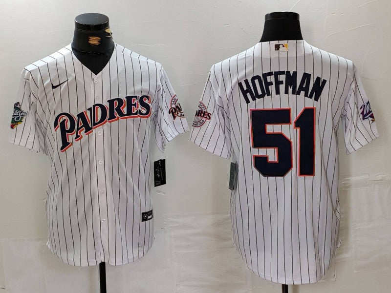 Men's San Diego Padres Trevor Hoffman White Replica Player Jersey baseball jersey product view 1