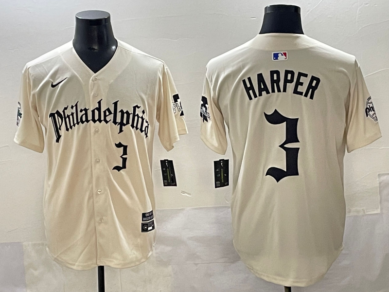Men's Philadelphia Phillies Bryce Harper Cream Limited Player Jersey baseball jersey product view 1