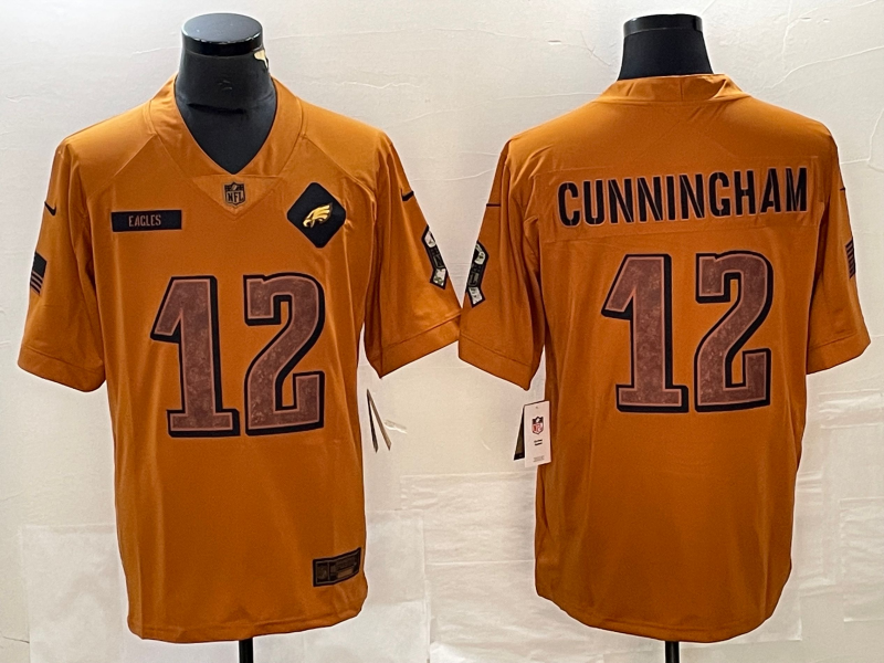 Men's Philadelphia Eagles Randall Cunningham Brown 2023 Salute To Service Retired Player Limited Jersey football jersey product view 1