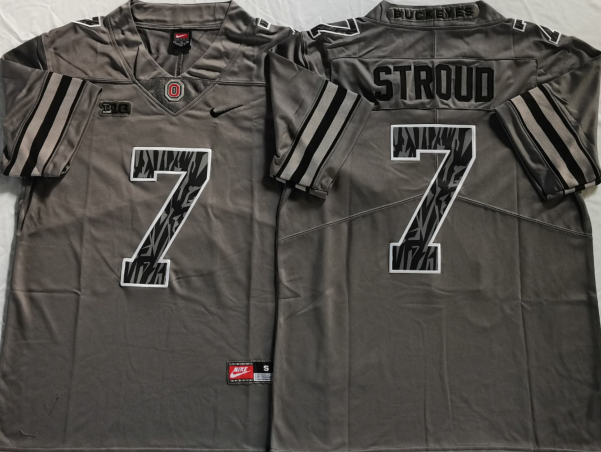 Men's Ohio State Buckeyes C.J. Stroud #7 Gray Player Game Jersey sports jersey product view 1