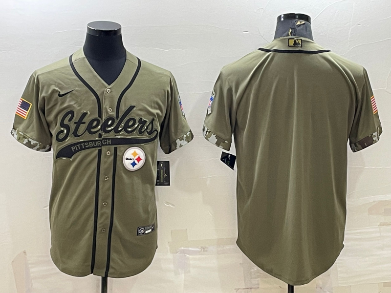 Men's Pittsburgh Steelers Olive 2022 Salute To Service Limited Blank Jersey football jersey product view 1