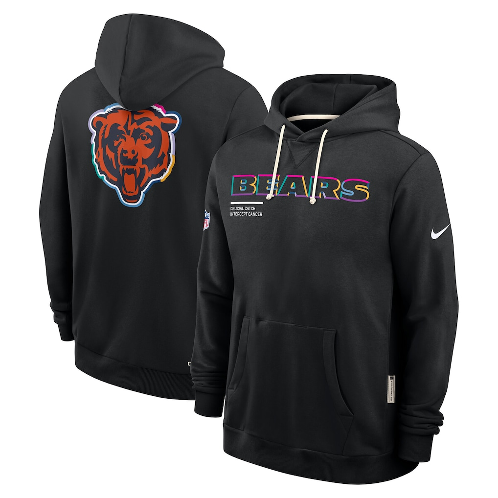 Men's Chicago Bears Black Tall 2025 NFL Crucial Catch Sideline Standard Issue Dri-FIT Hoodie football jersey product view 1