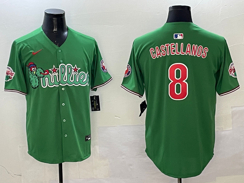 Men's Philadelphia Phillies Nick Castellanos #8 Green Replica Team Jersey baseball jersey product view 1