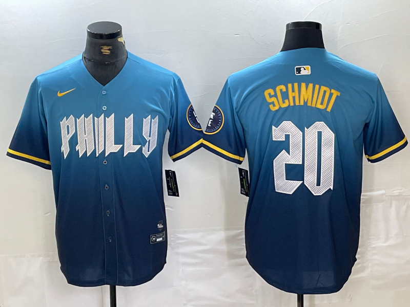 Men's Philadelphia Phillies Mike Schmidt Blue 2024 City Connect Limited Player Jersey baseball jersey product view 1
