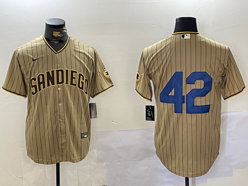 Men's San Diego Padres Tan 2024 Jackie Robinson Day Home Limited Jersey baseball jersey product view 1