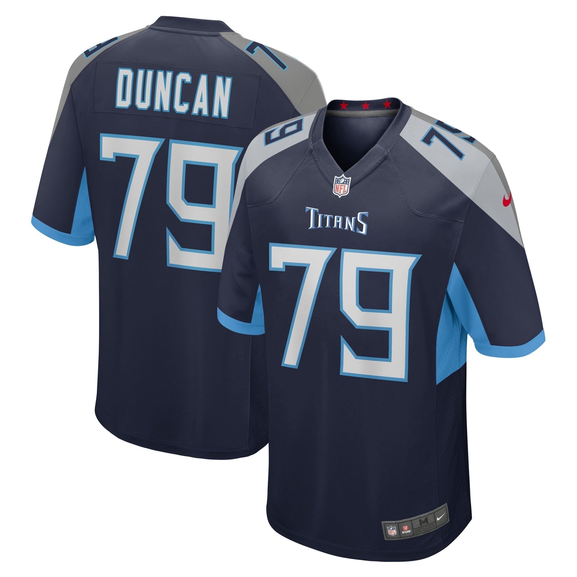Jaelyn Duncan Tennessee Titans Team Game Jersey - Navy football jersey product view 1