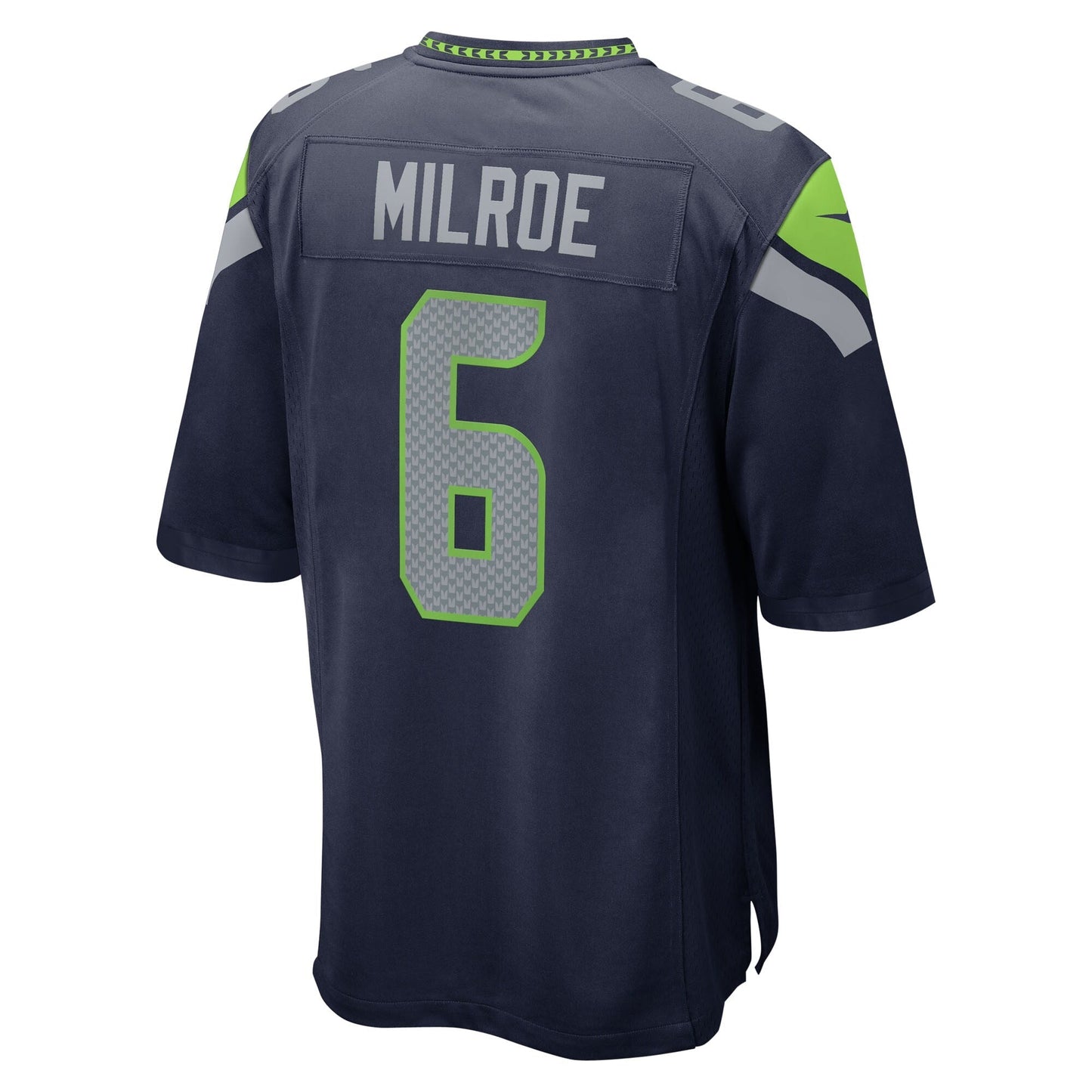 Men's Seattle Seahawks Jalen Milroe College Navy 2025 NFL Draft Game Jersey football jersey product view 2