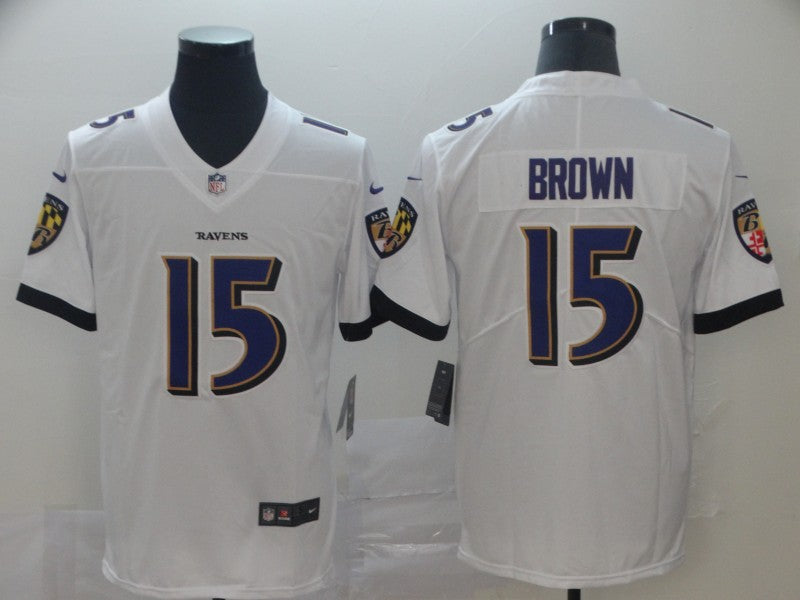 Men's Baltimore Ravens Marquise Brown #15 White Game Jersey1 football jersey product view 1