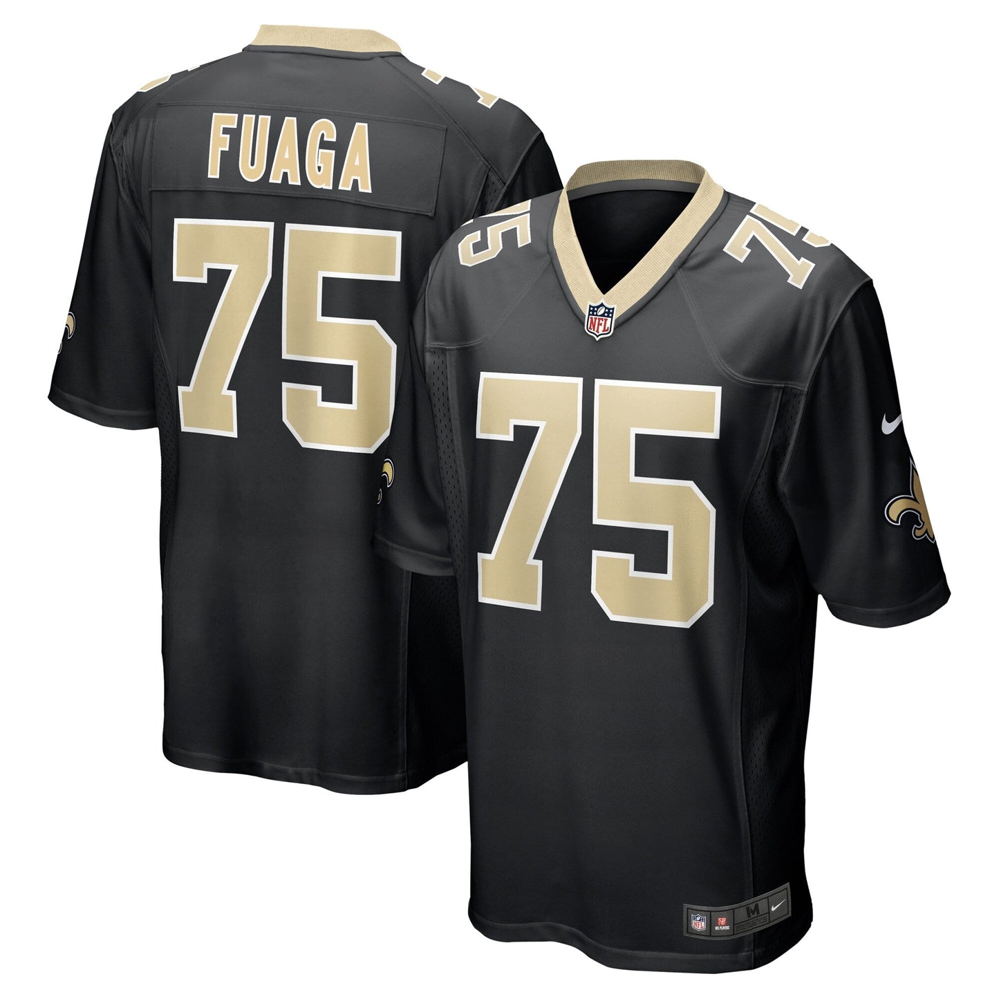 Taliese Fuaga New Orleans Saints Game Jersey - Black football jersey product view 1