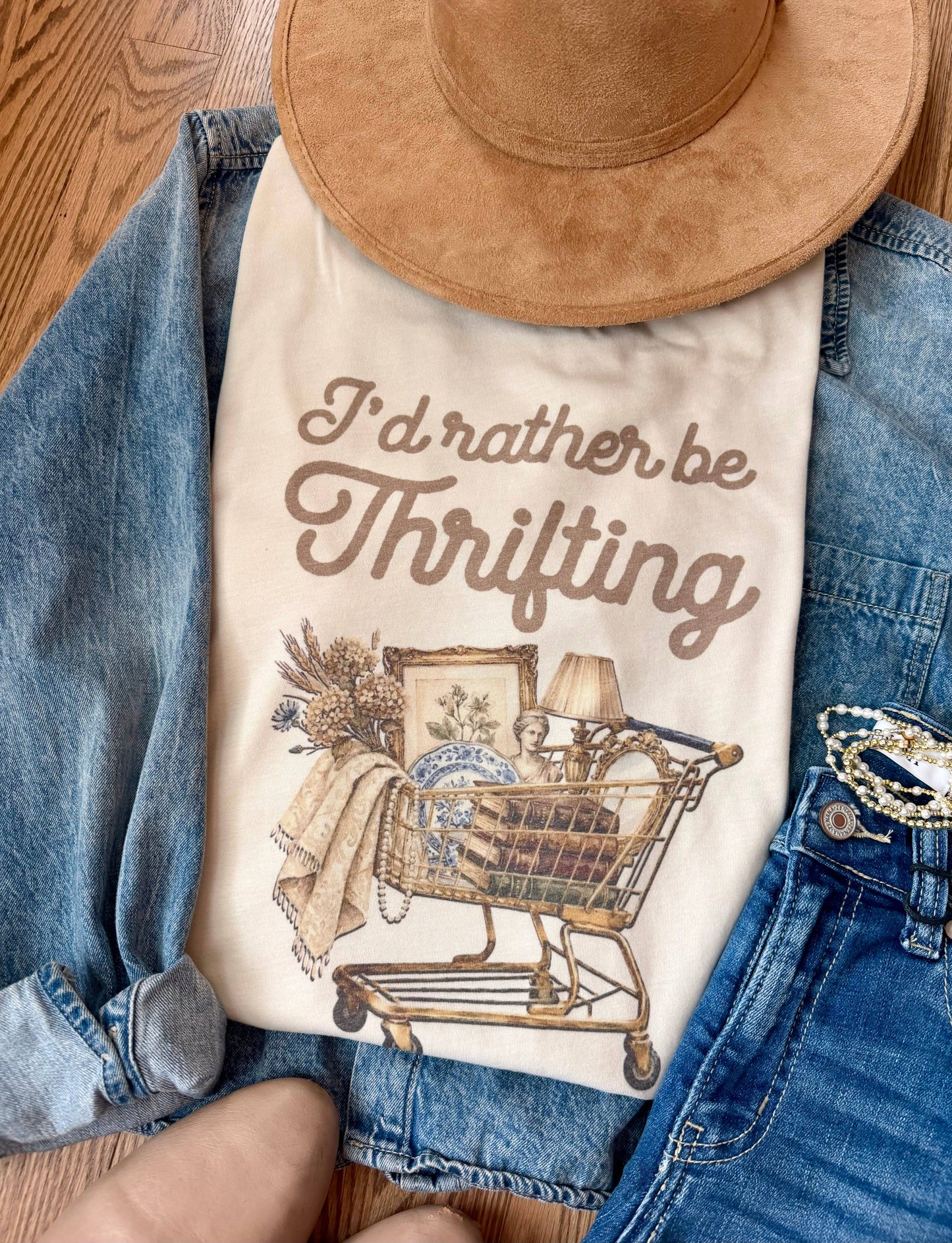 I'd Rather Be Thrifting Graphic Tee Unisex T-shirt, Sweatshirt, Hoodie, Long Sleeve Tee - T-Shirt, Sweatshirt, Hoodie