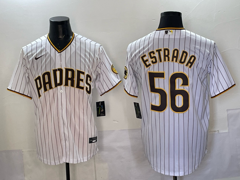 Men's San Diego Padres Jeremiah Ramiro Estrada White Home Replica Jersey baseball jersey product view 1