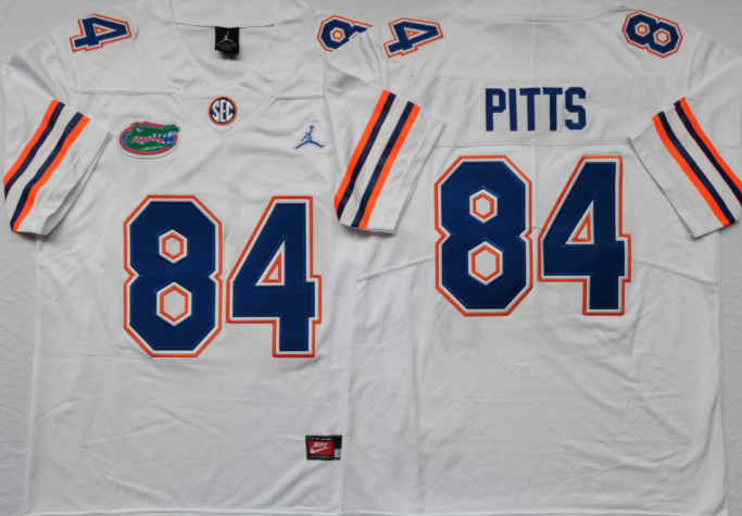 Men's Florida Gators Kyle Pitts #84 White Player Game Jersey sports jersey product view 1