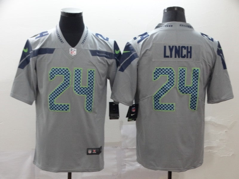 Men's Seattle Seahawks #24 Marshawn Lynch Jersey Grey football jersey product view 1