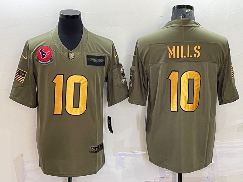 Men's Houston Texans Davis Mills #10 Brown Game Jersey1 football jersey product view 1