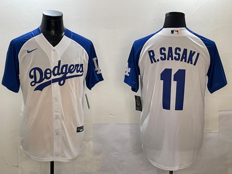 Men's Los Angeles Dodgers Roki Sasaki #11 White Replica Game Jersey1 baseball jersey product view 1