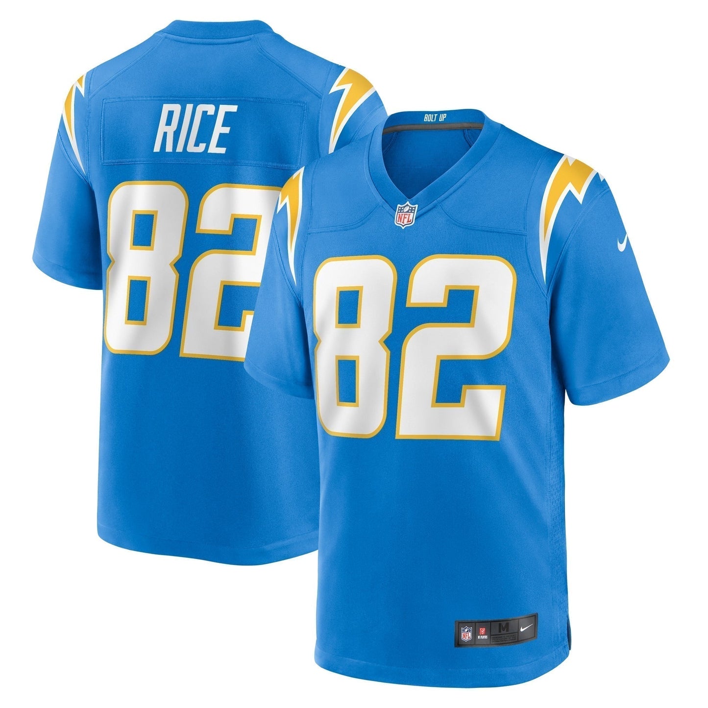 Brenden Rice Los Angeles Chargers Team Game Jersey - Powder Blue football jersey product view 1