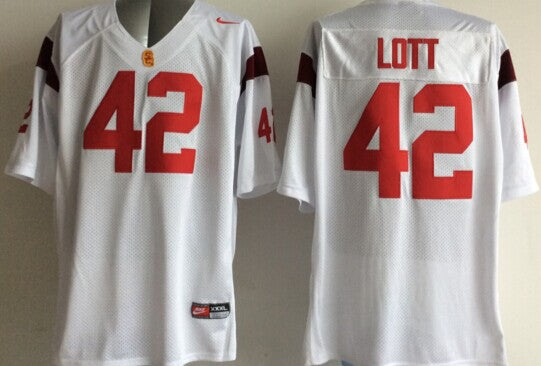 Men's USC Trojans Ronnie Lott White Player Game Jersey sports jersey product view 1