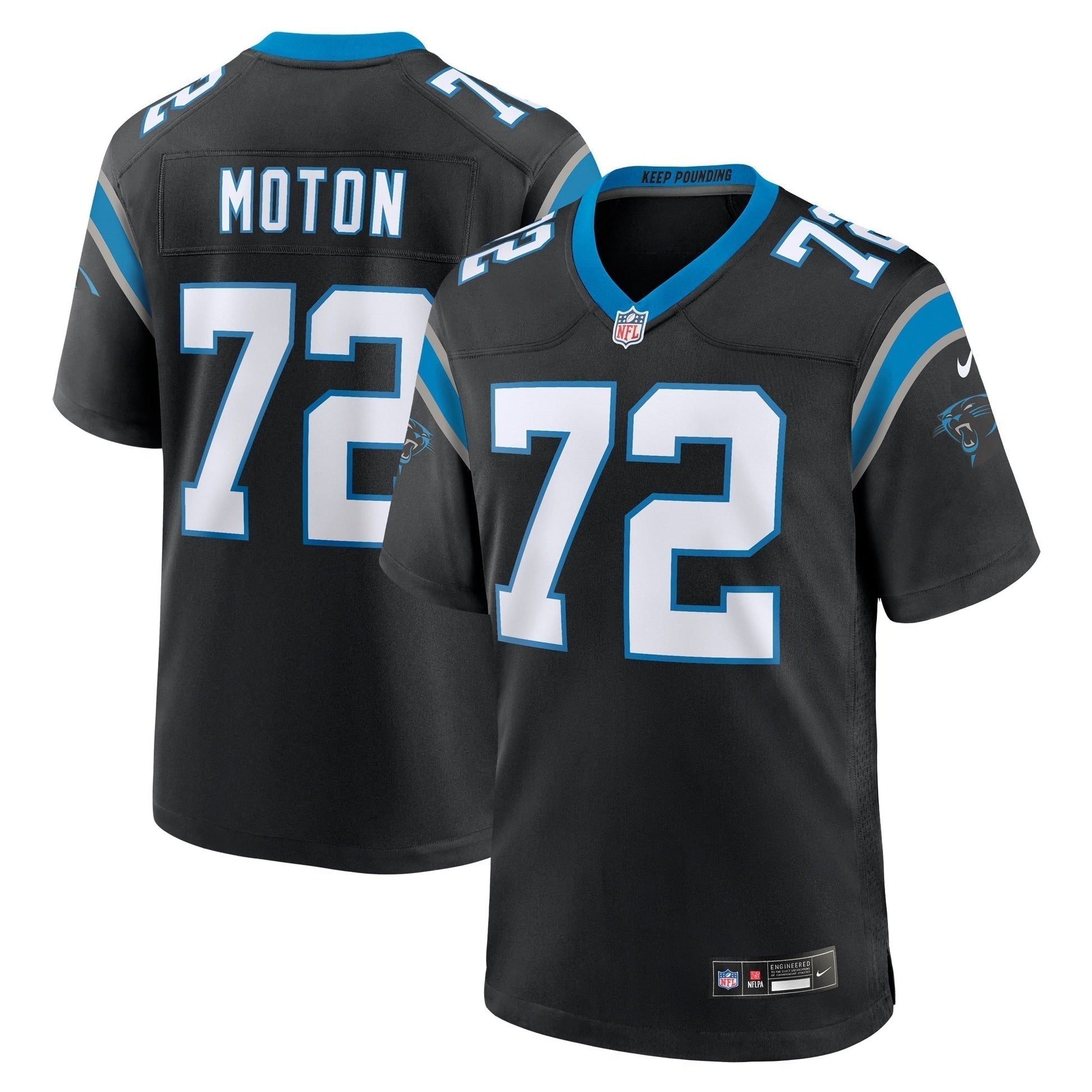 Taylor Moton Carolina Panthers Team Game Jersey - Black football jersey product view 1