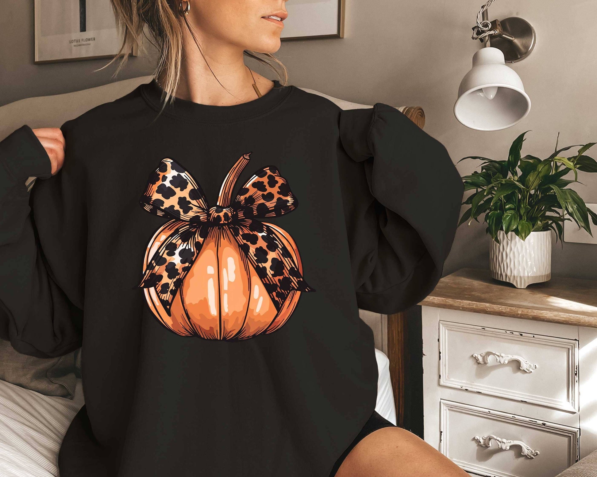 Retro Halloween Coquette Bow Sweatshirt  Spooky Fall Vibes Unisex T-shirt, Sweatshirt, Hoodie, Long Sleeve Tee - T-Shirt, Sweatshirt, Hoodie