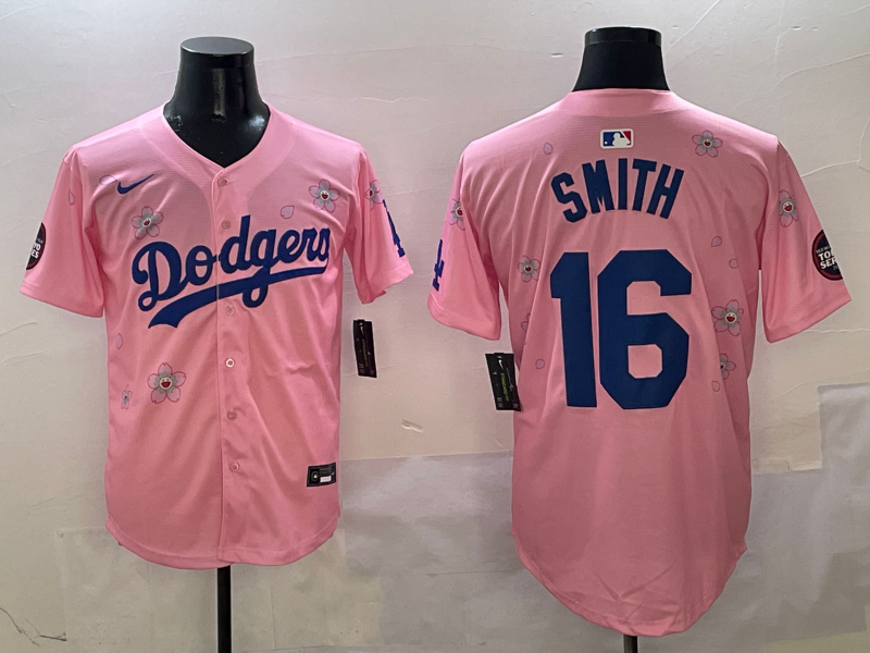 Men's Los Angeles Dodgers Will Smith Pink Replica Player Jersey baseball jersey product view 1