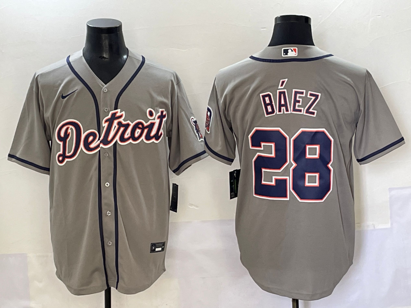 Men's Detroit Tigers Javier Baez Gray Replica Baseball Jersey baseball jersey product view 1