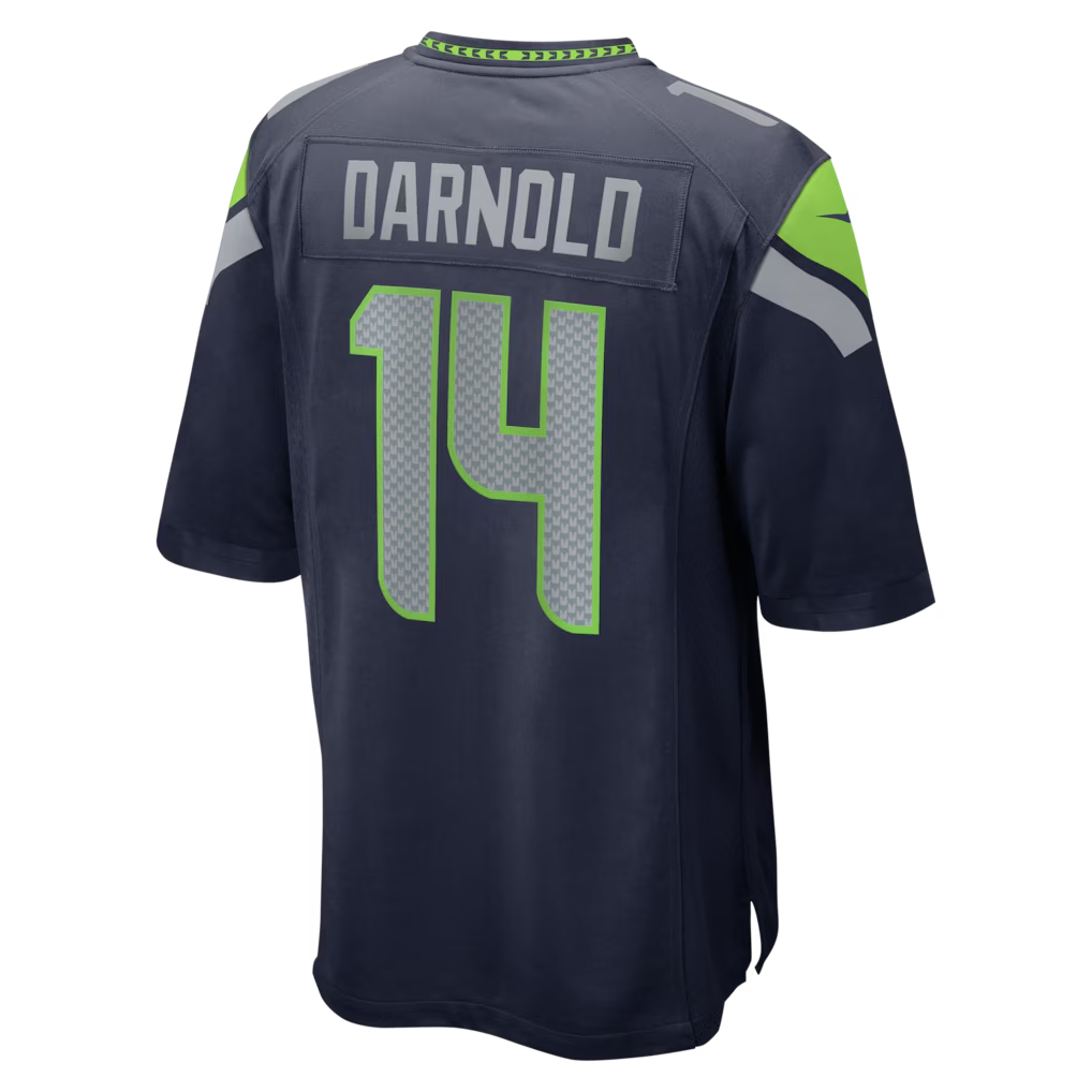 Men's Seattle Seahawks Sam Darnold College Navy Super Bowl LX Patch Game Jersey football jersey product view 3