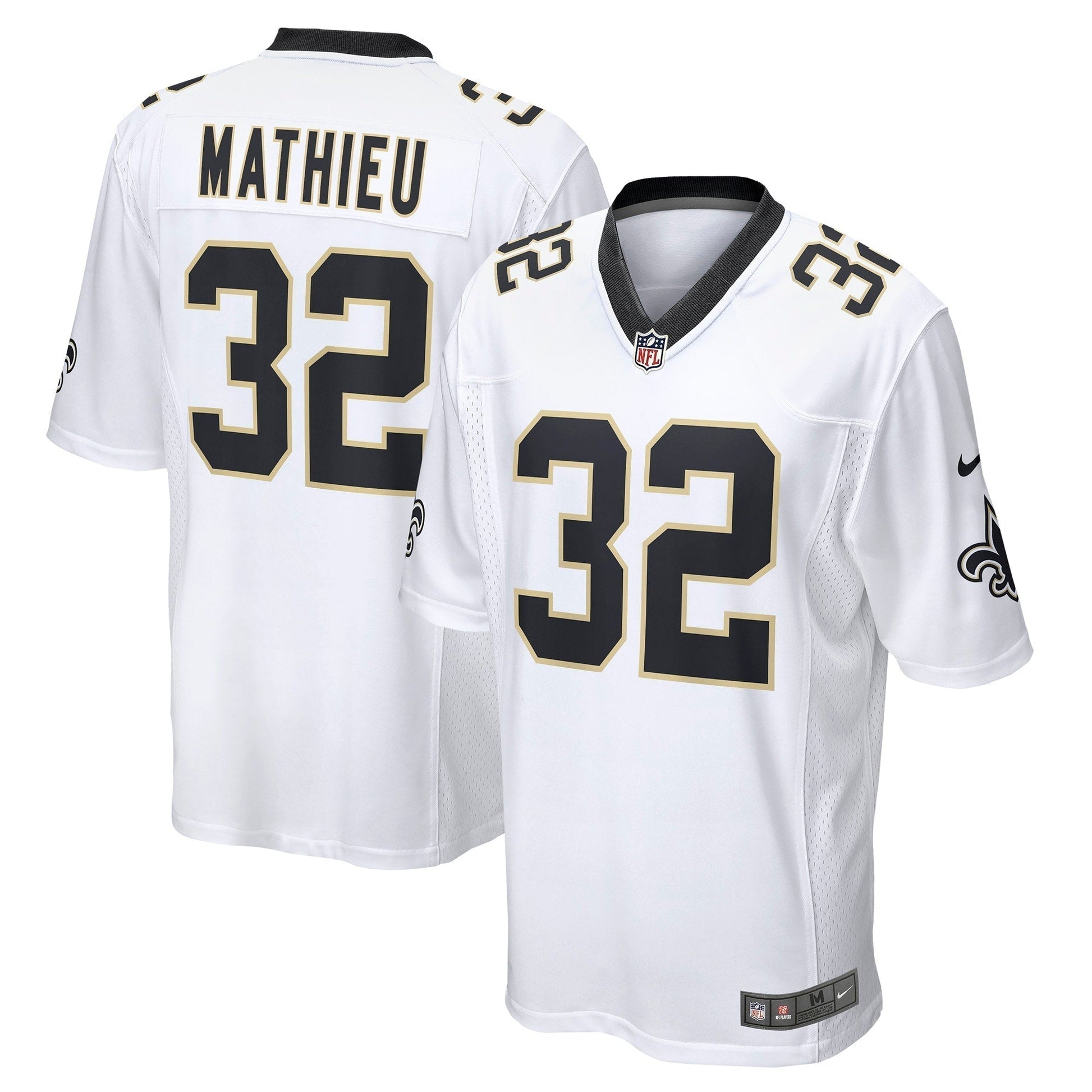 Tyrann Mathieu New Orleans Saints Game Jersey - White football jersey product view 1