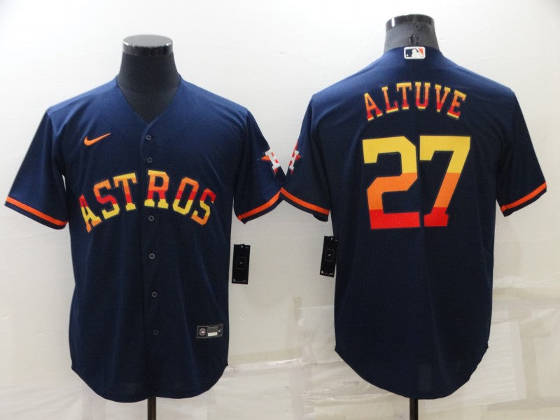 Men's Houston Astros Jose Altuve #27 Navy Replica Player Jersey1 baseball jersey product view 1