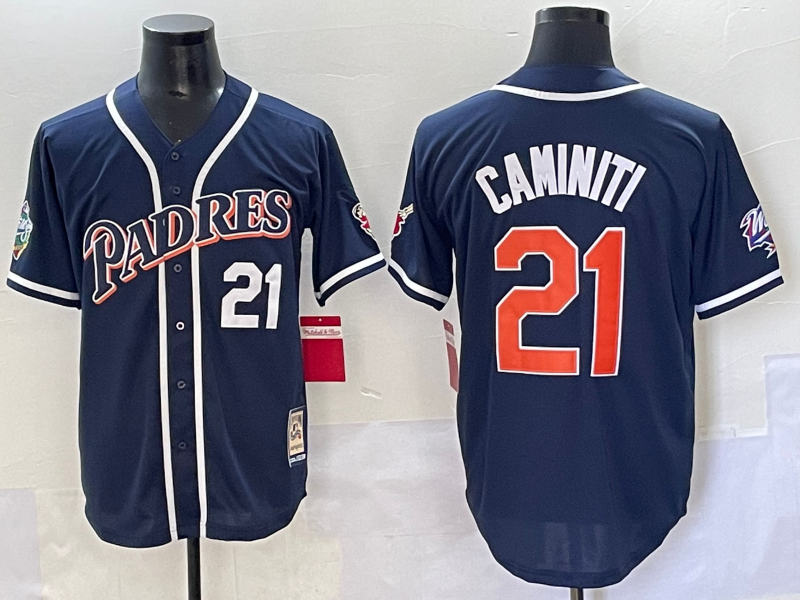 Men's San Diego Padres Ken Caminiti #21 Navy Limited Player Jersey baseball jersey product view 1