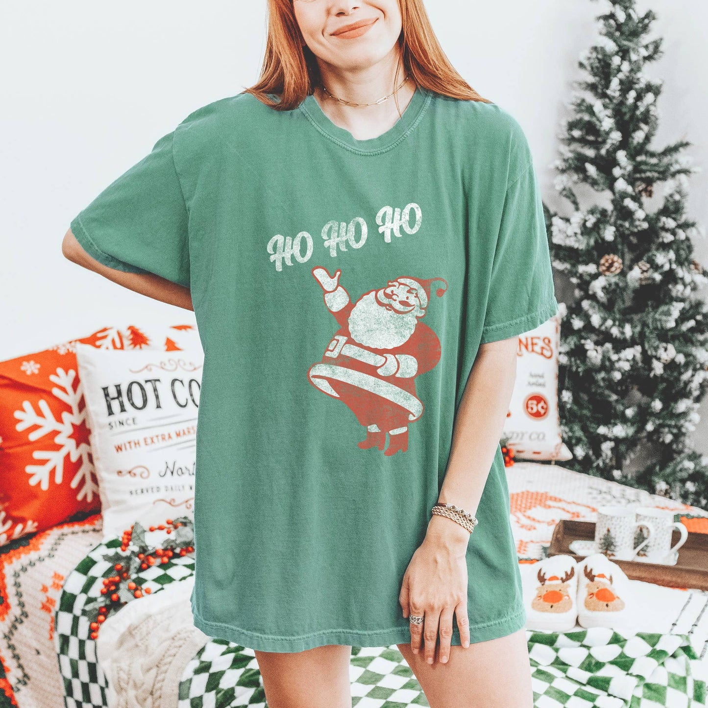 Retro Santa Ho Ho Ho Comfort Colors Christmas T-Shirt Unisex T-shirt, Sweatshirt, Hoodie, Long Sleeve Tee - T-Shirt, Sweatshirt, Hoodie