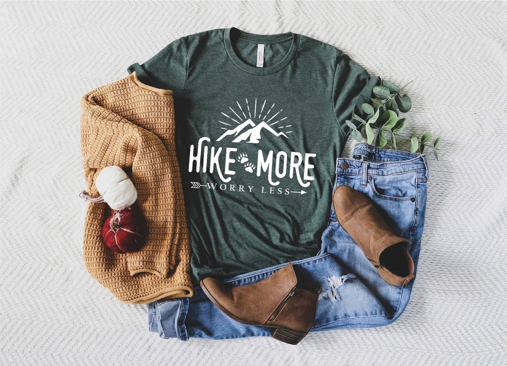 Hike More Worry Less Adventure Shirt Unisex T-shirt, Sweatshirt, Hoodie, Long Sleeve Tee - T-Shirt, Sweatshirt, Hoodie