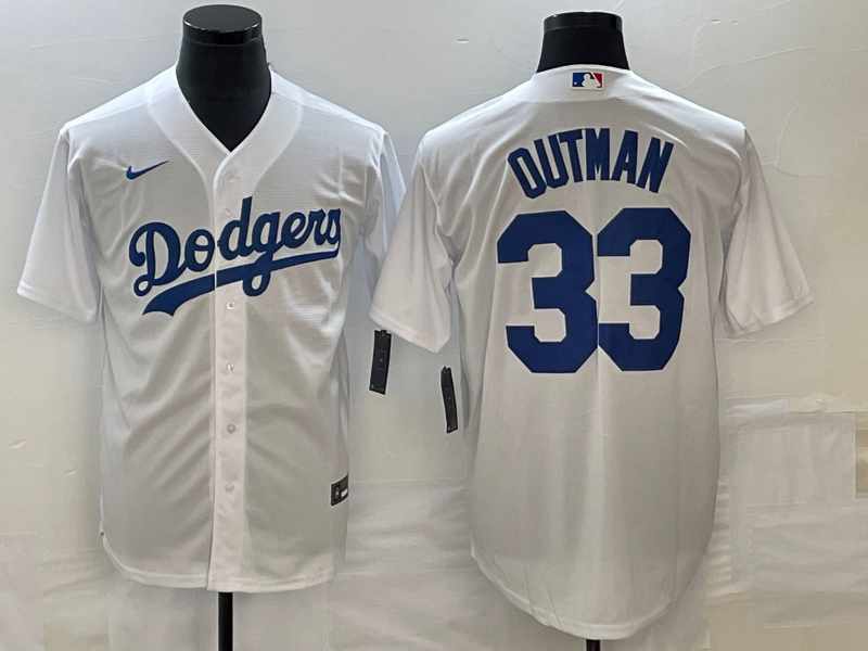 Men's Los Angeles Dodgers James Outman #33 White Home Replica Game Jersey1 baseball jersey product view 1
