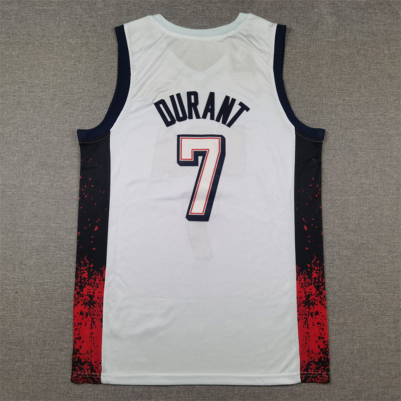 Men's 2024 USA Dream Team Kevin Durant #7 White Authentic Player Jersey basketball jersey product view 2